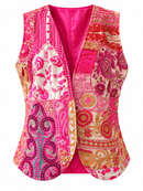 Gilet in seta e cotone con applicazioni