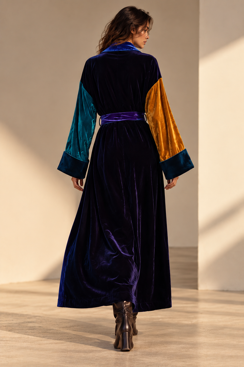 Kimono in velluto stile patch