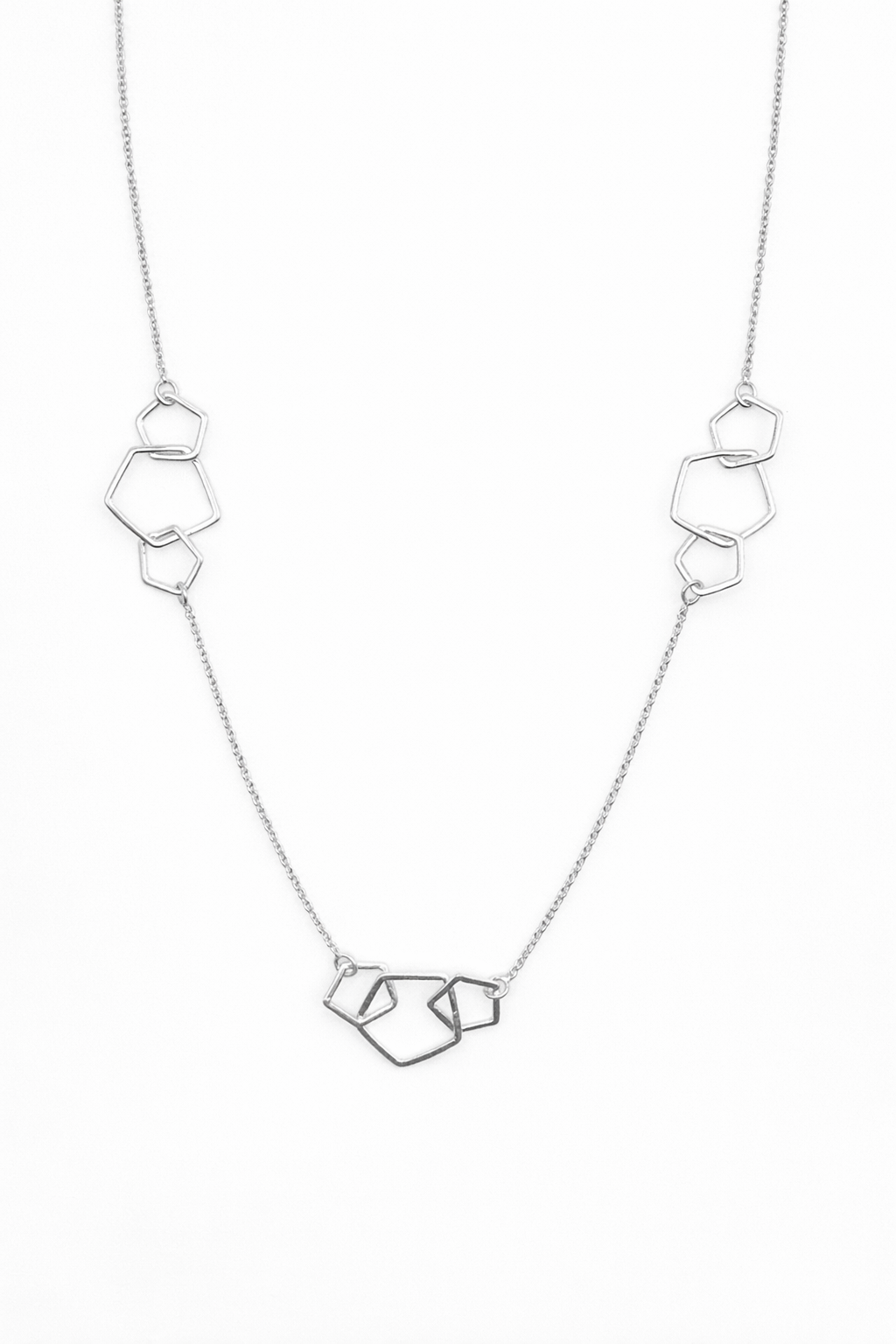 Collana Geometrica in Ottone e Argento – Fatta a Mano