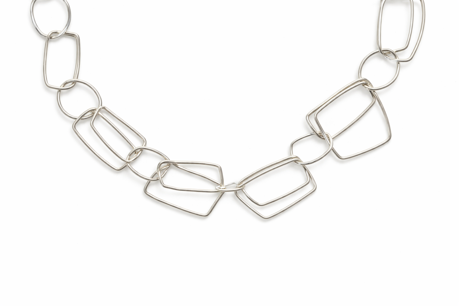 Collana Argento Maglie Rettangolari