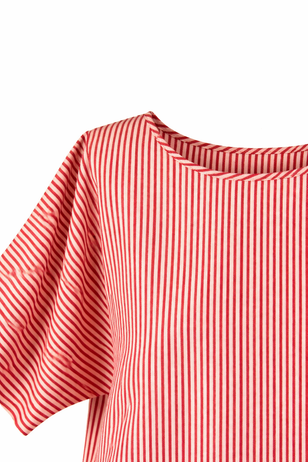 T-Shirt Oversize in Cotone a Righe Rosse e Bianche