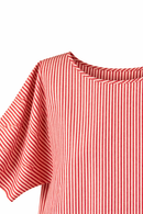 T-Shirt Oversize in Cotone a Righe Rosse e Bianche