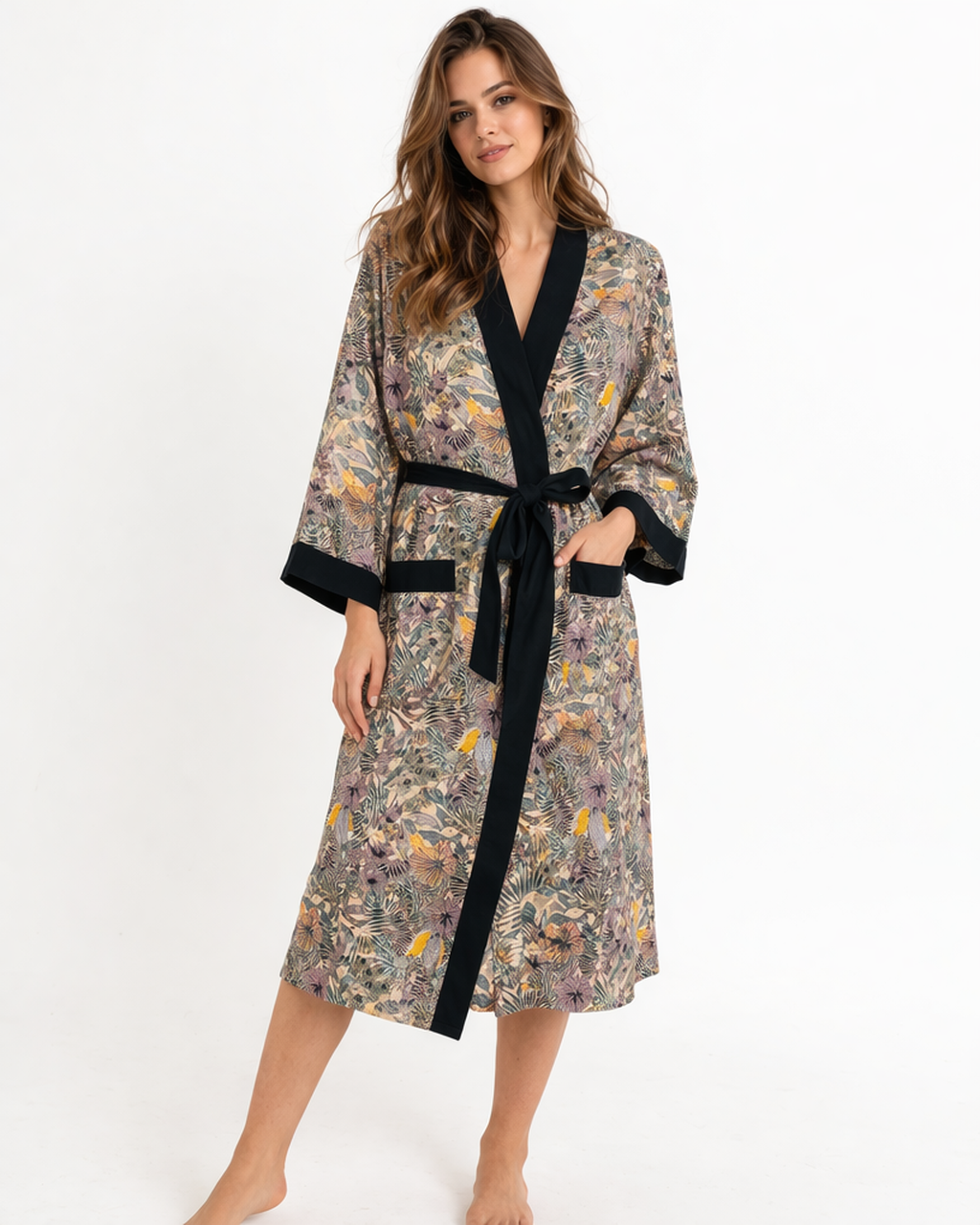 Vestaglia Kimono in Cotone e Viscosa – Stampa Jungle