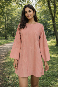 Tunica in Cotone a Righe Rosse e Bianche