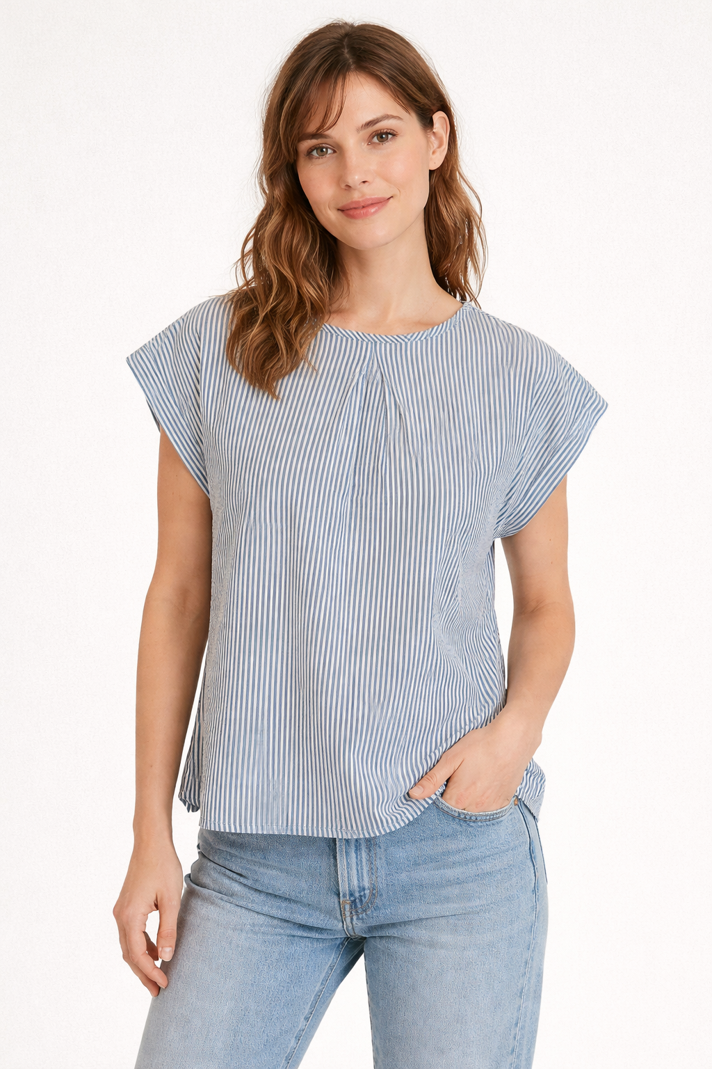 Blusa in Cotone a Righe