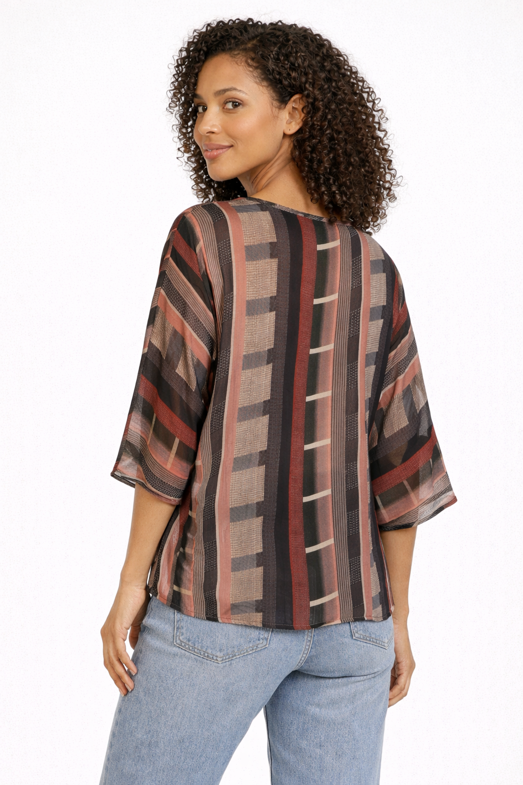 Blusa in Seta con Fantasia Geometrica