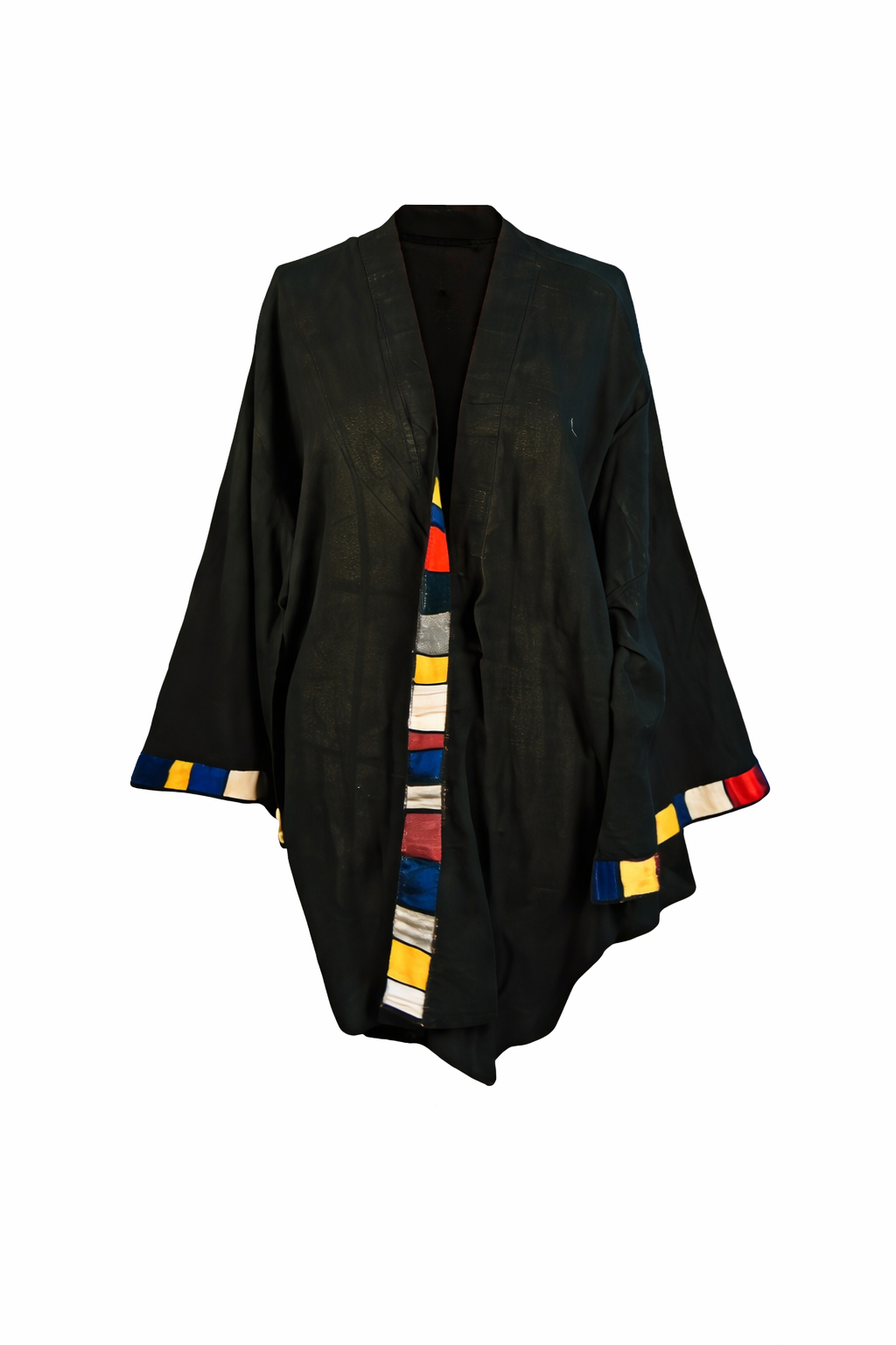 Kimono in Cotone con Applicazioni in Seta