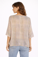 Blusa in Seta a Quadri Tono su Tono