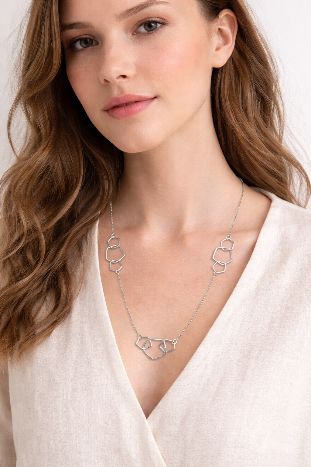 Collana Geometrica in Ottone e Argento – Fatta a Mano