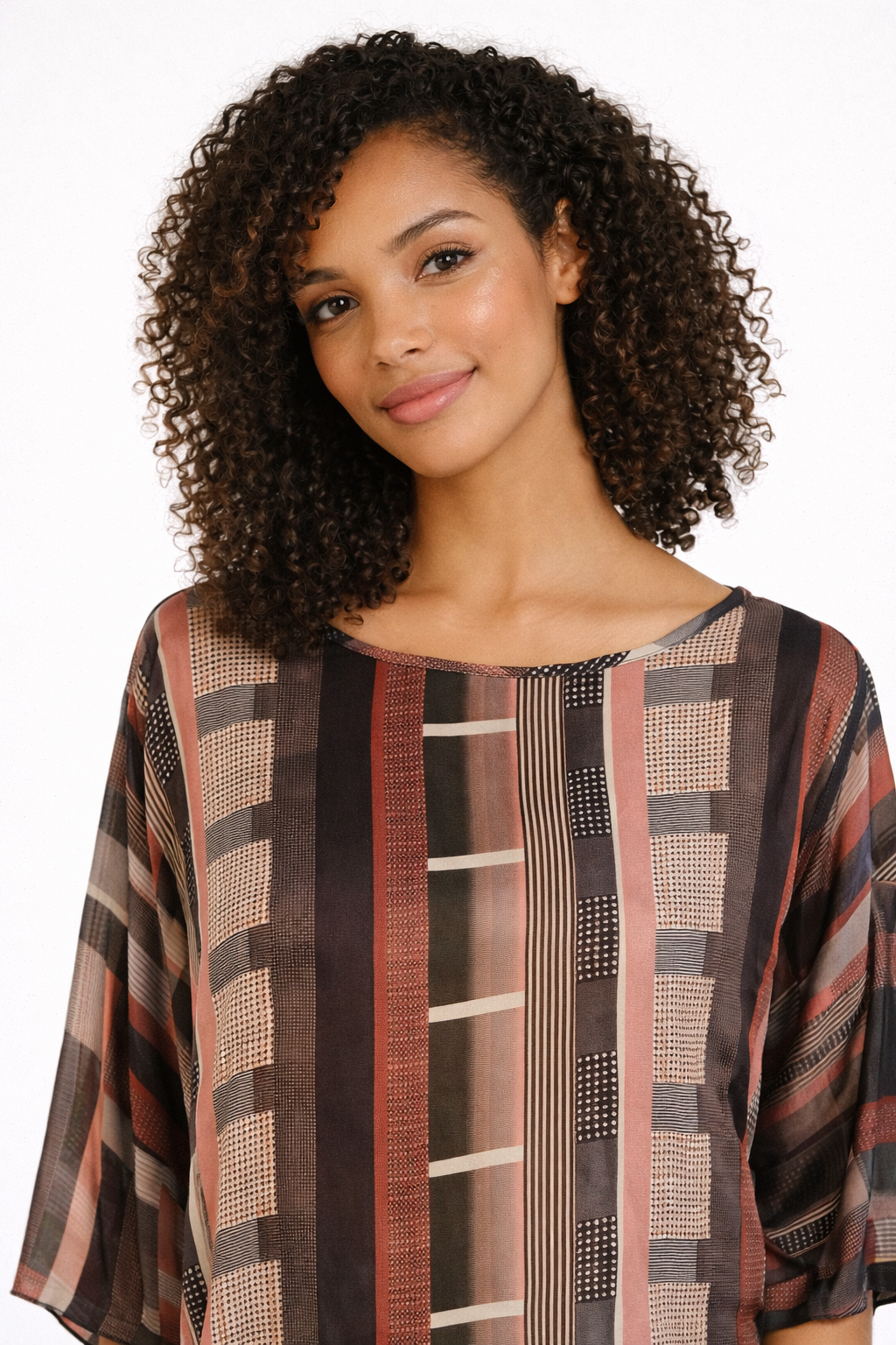 Blusa in Seta con Fantasia Geometrica