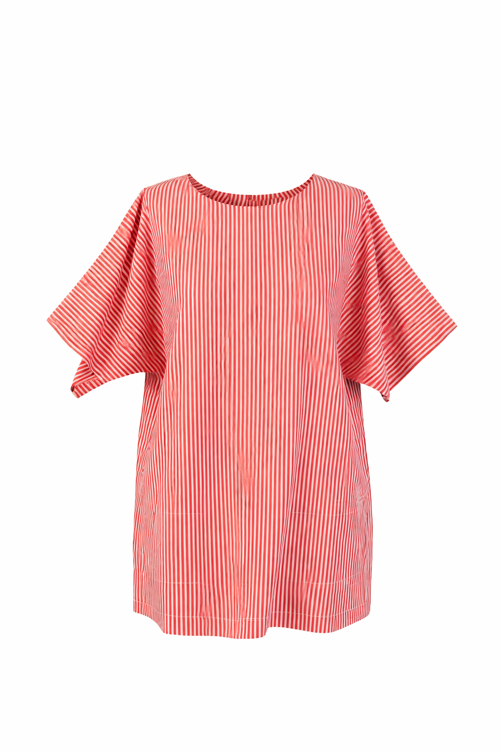 T-Shirt Oversize in Cotone a Righe Rosse e Bianche
