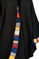 Kimono in Cotone con Applicazioni in Seta